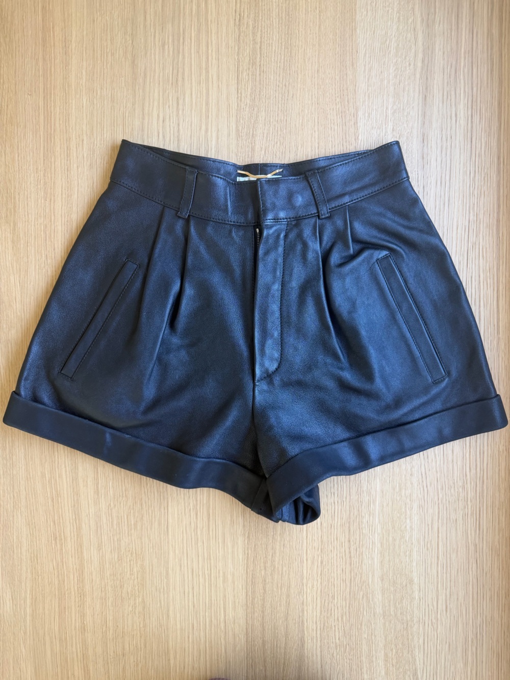 Saint Laurent Paris Black Lambskin Leather Shorts FR36 US4 Made in Italy